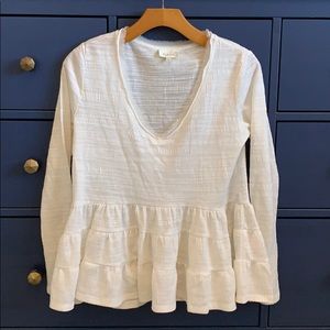 Anthropologie Deletta ivory tiered top XS